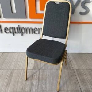 Basic line Stahl Bankettstuhl T68305 Goldprofil grau gepolstert